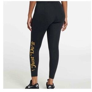 Nike Black Leggings with Gold Slogan